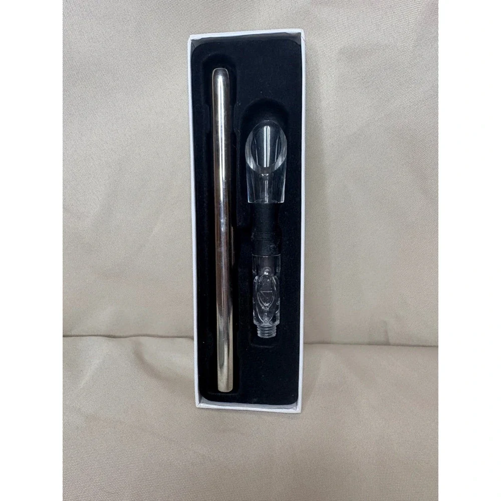 The Traveling Vineyard Arctic Pole Wine Chiller and Wine Pourer Set Silver NIB